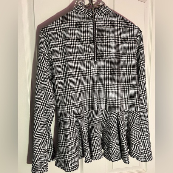 Topshop Black and White Boxy Peplum Blouse - Picture 2 of 5